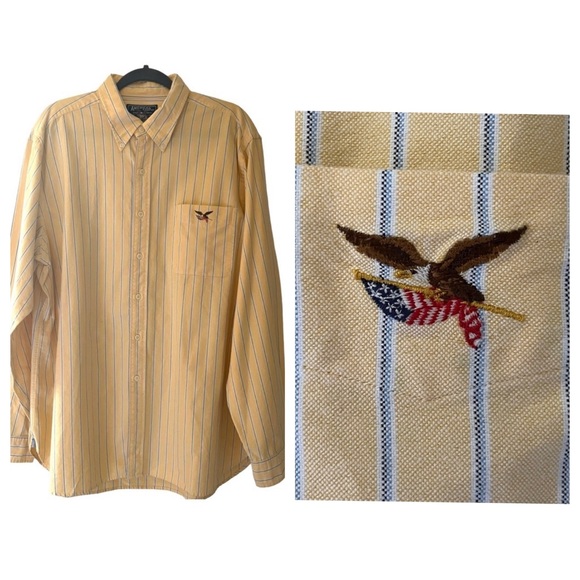 American Eagle Outfitters Other - Vintage American Eagle Embroidered Eagle Striped Button Down Shirt